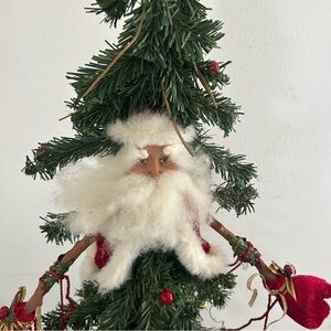 Rare Vtg Ltd Santa Green man Christmas Tree Folk Art Whimsical Tabletop 22”